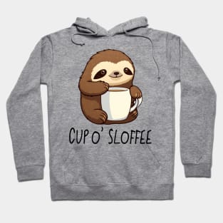 Cute Funny "Cup o' Sloffee" Sloth Drawing Hoodie